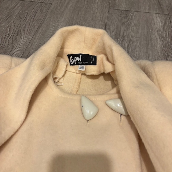 Late 70s/Early 80s Vintage Cream Wool Cape Coat by Capri, One Size Fits Most - Picture 9 of 9